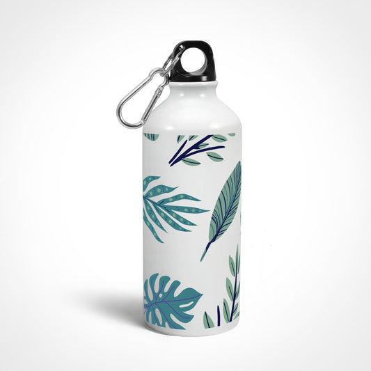 Tropical Leaves Print Water Bottle